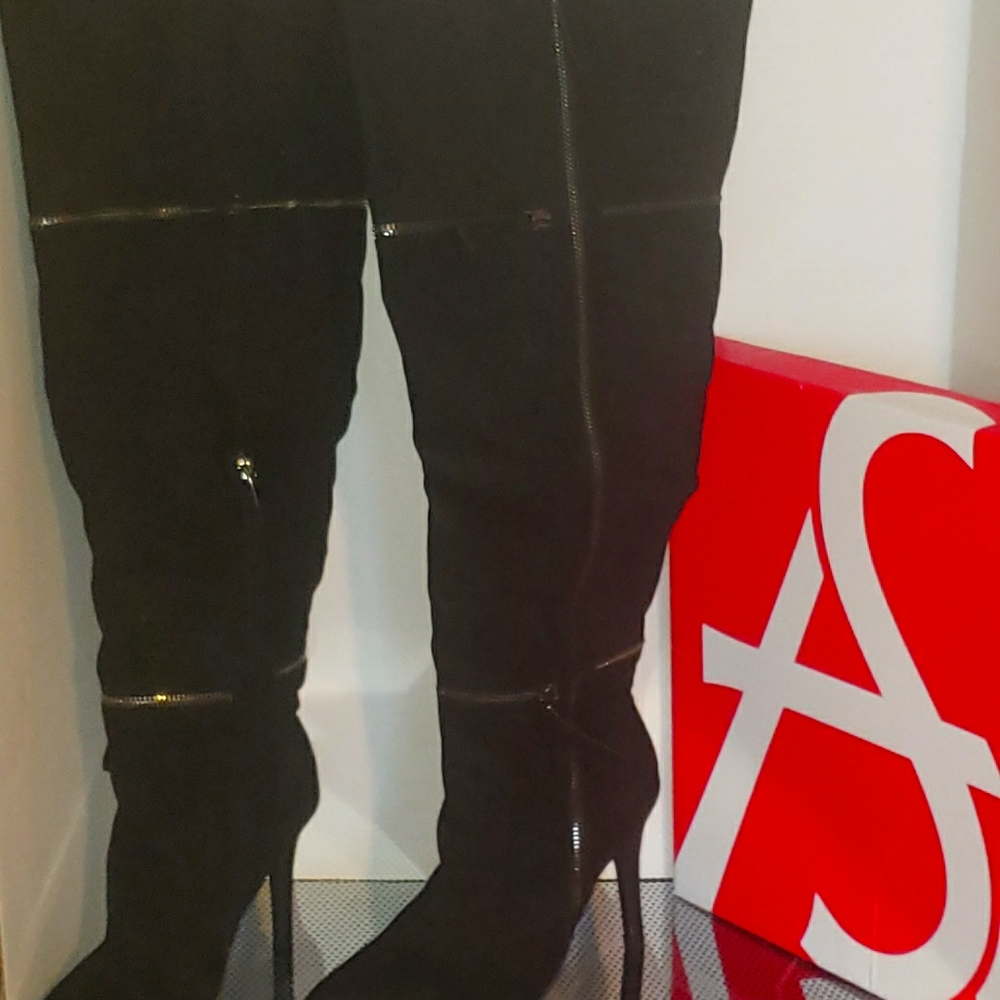 Over the knee wide calf heels